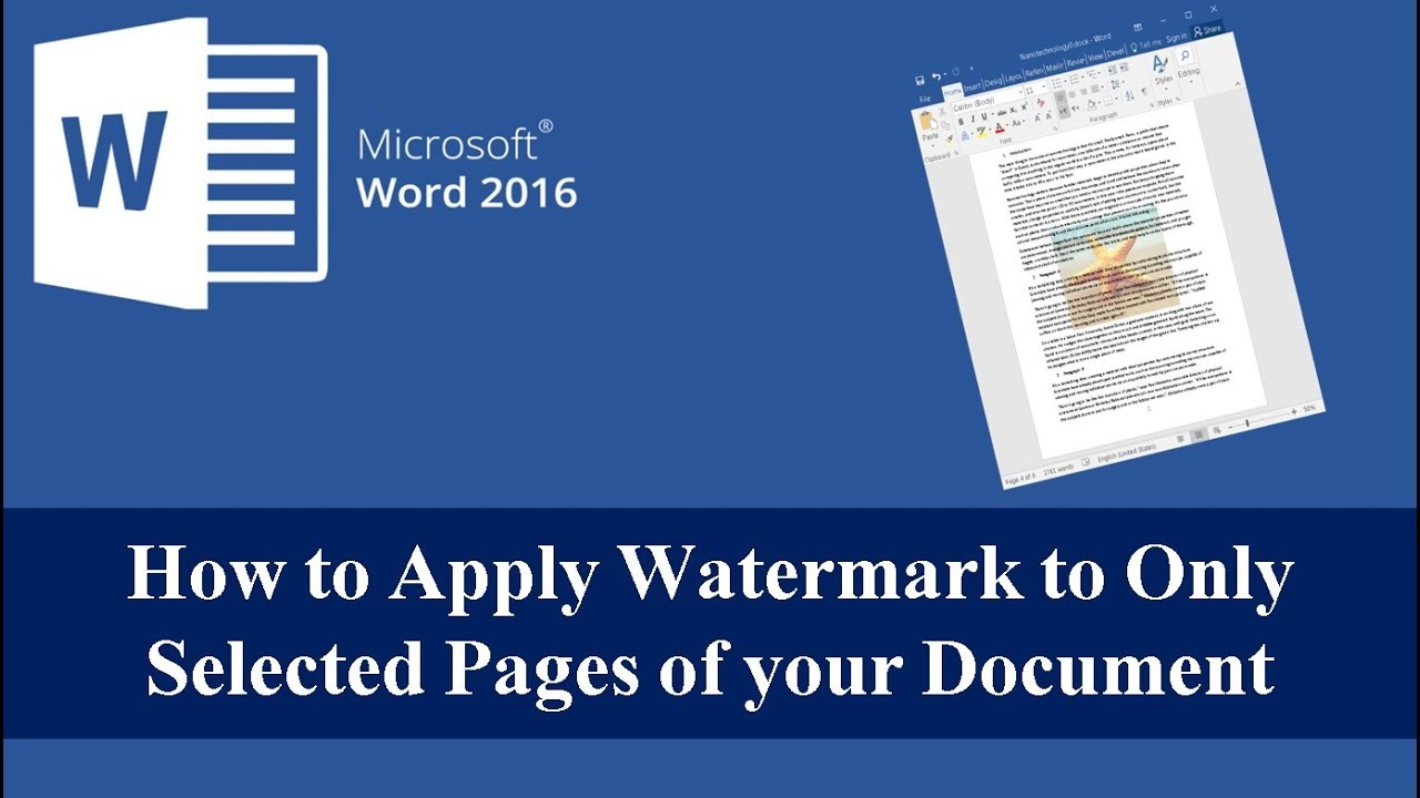 word for mac 2016 watermark for single page